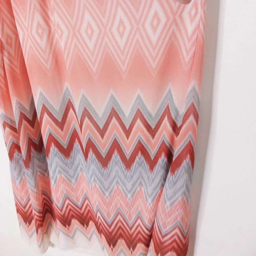 AUW Sleeveless Pink Chevron Dress Gold Accent 16 Plus_5
